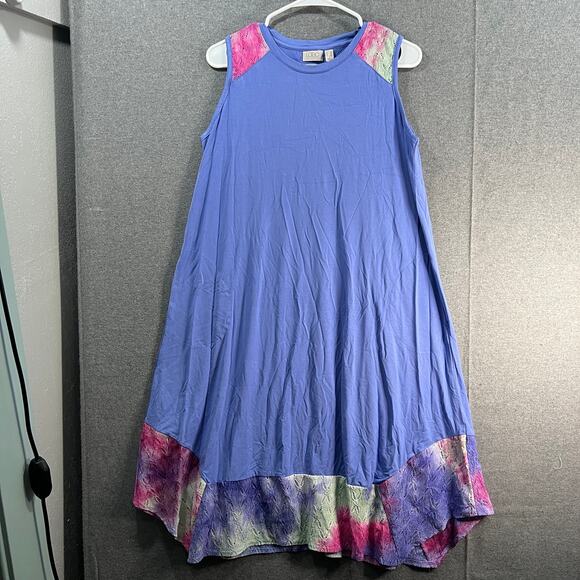 LOGO by Lori Goldstein Dresses & Skirts - LOGO by Lori Goldstein Dress with Tie-Dye Hem Gemstone Blue Petite Small